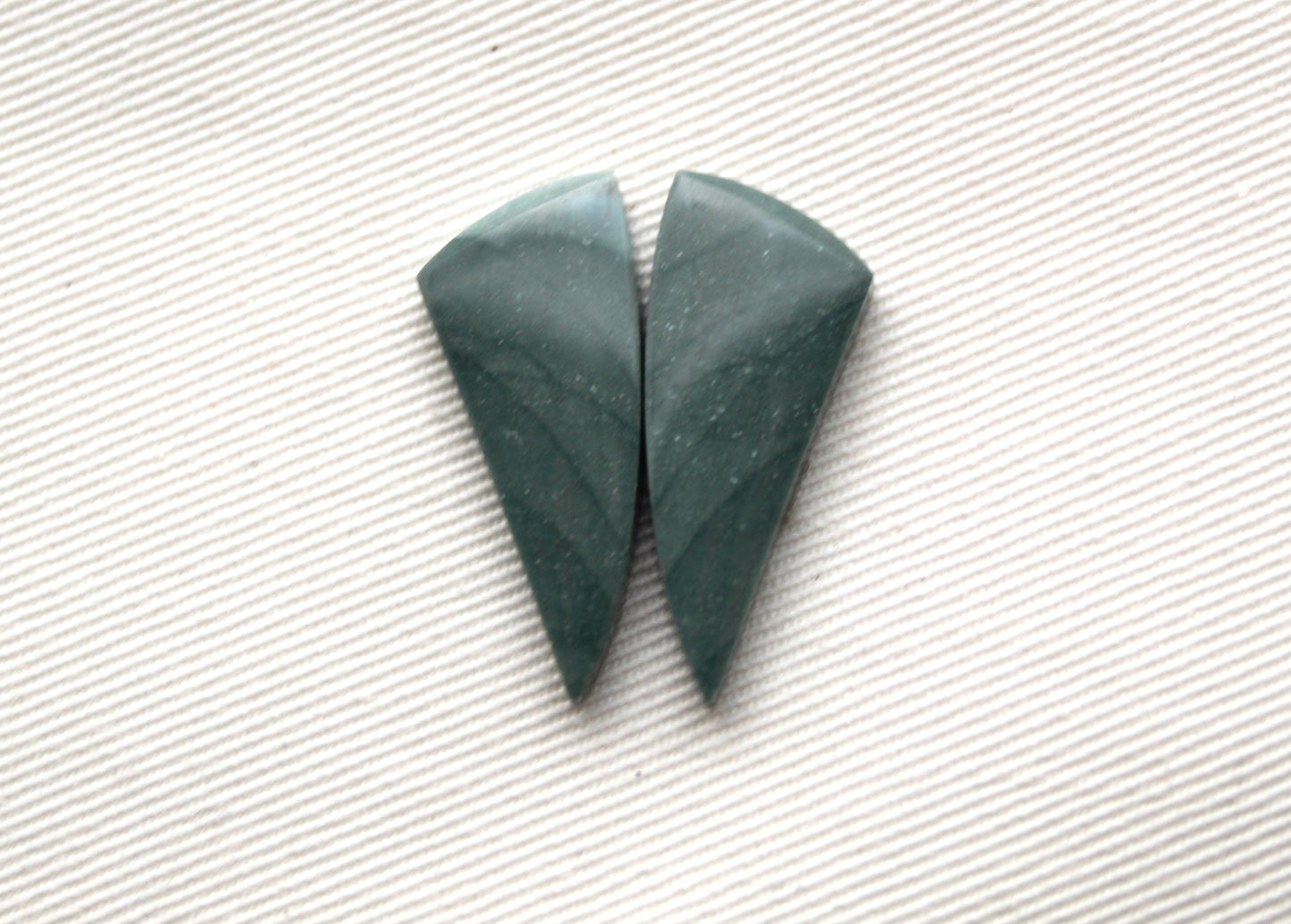 Pair of small Imperial green Jasper Cabochons