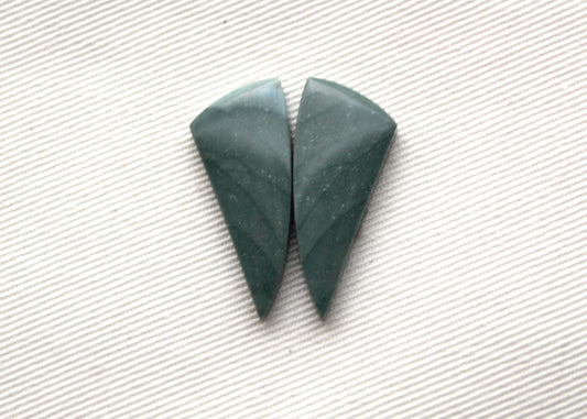 Pair of small Imperial green Jasper Cabochons