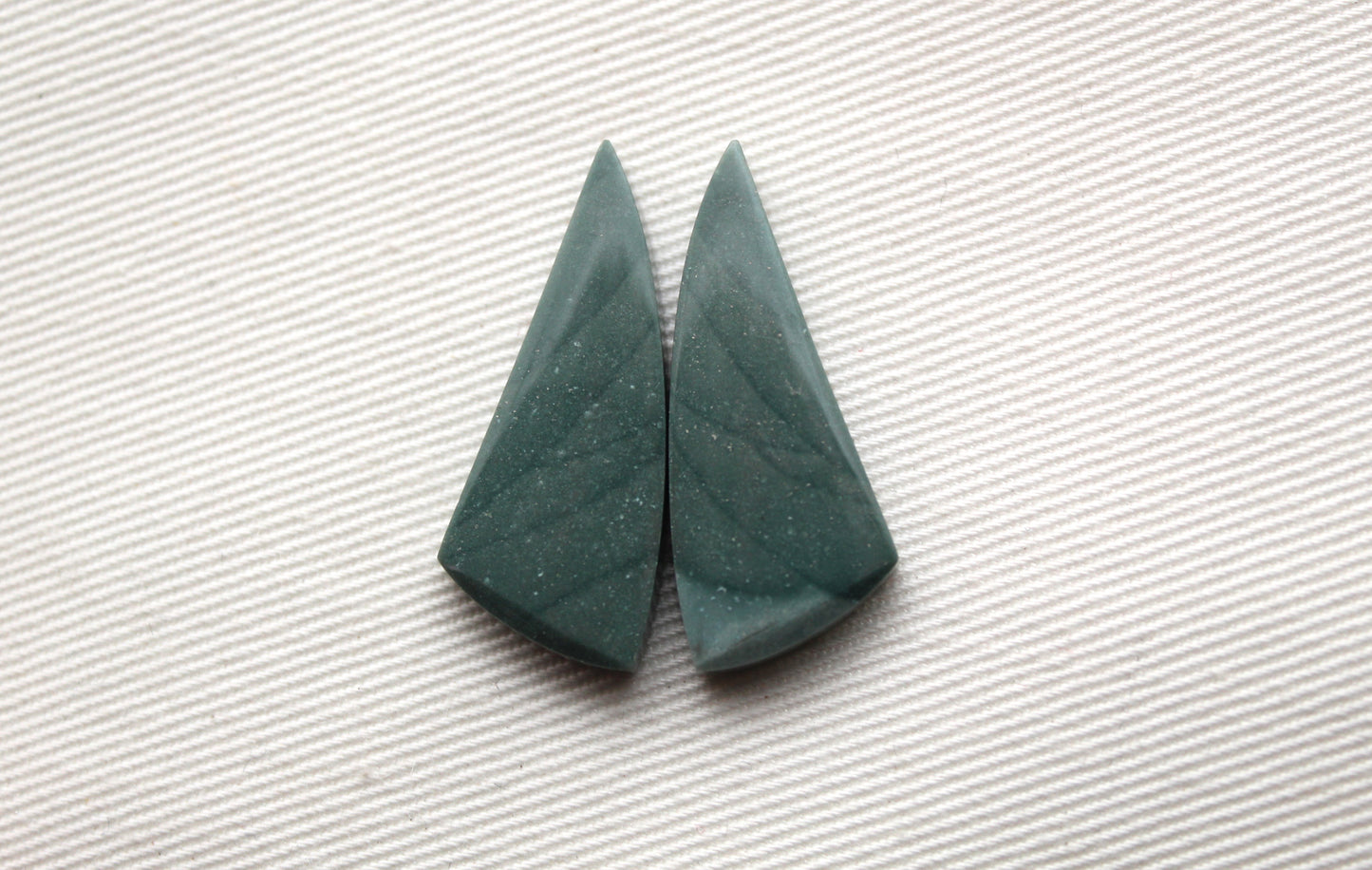 Pair of small Imperial green Jasper Cabochons