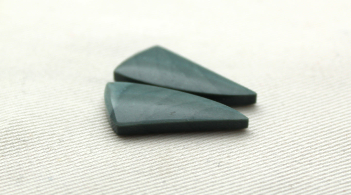 Pair of small Imperial green Jasper Cabochons