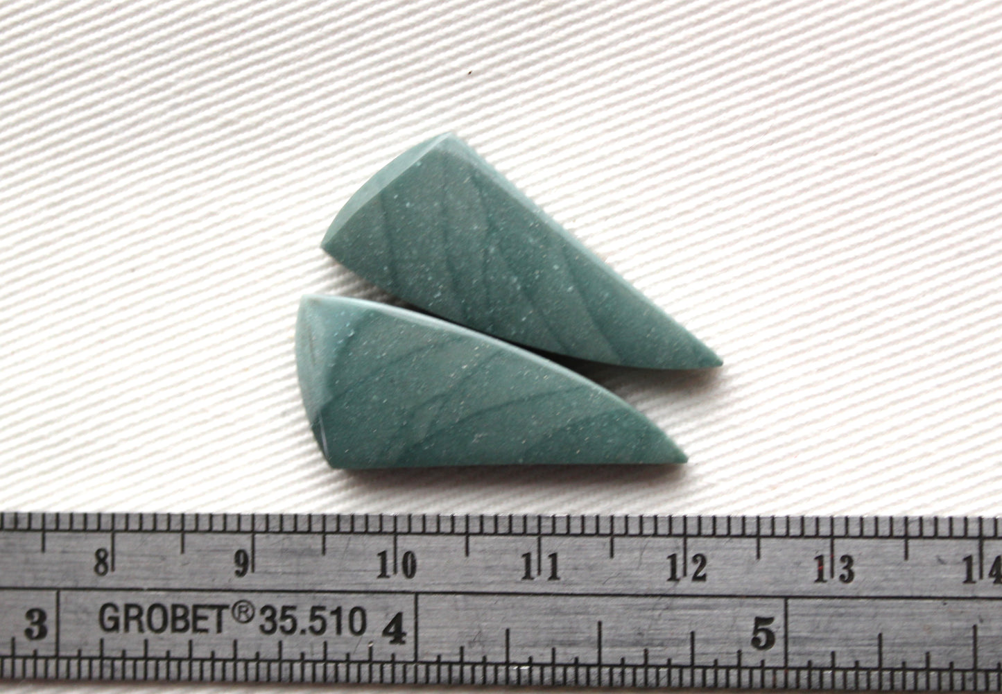 Pair of small Imperial green Jasper Cabochons