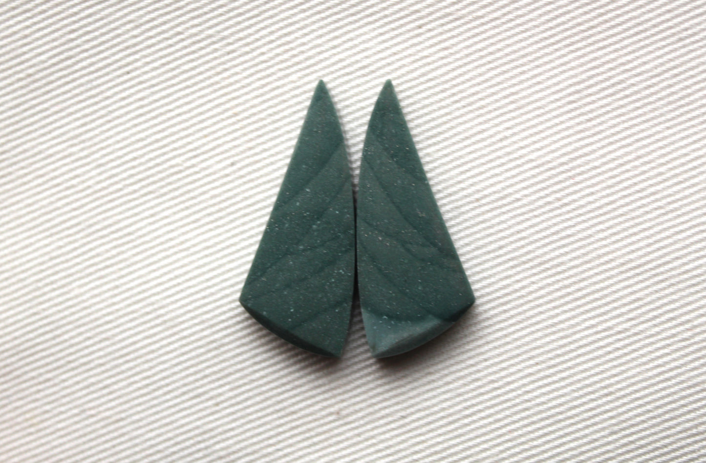 Pair of small Imperial green Jasper Cabochons