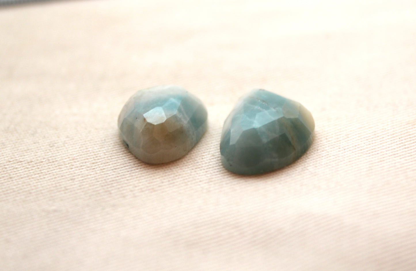 TWO Chinese Amazonite cabochon Freeform rose cut Gemstone