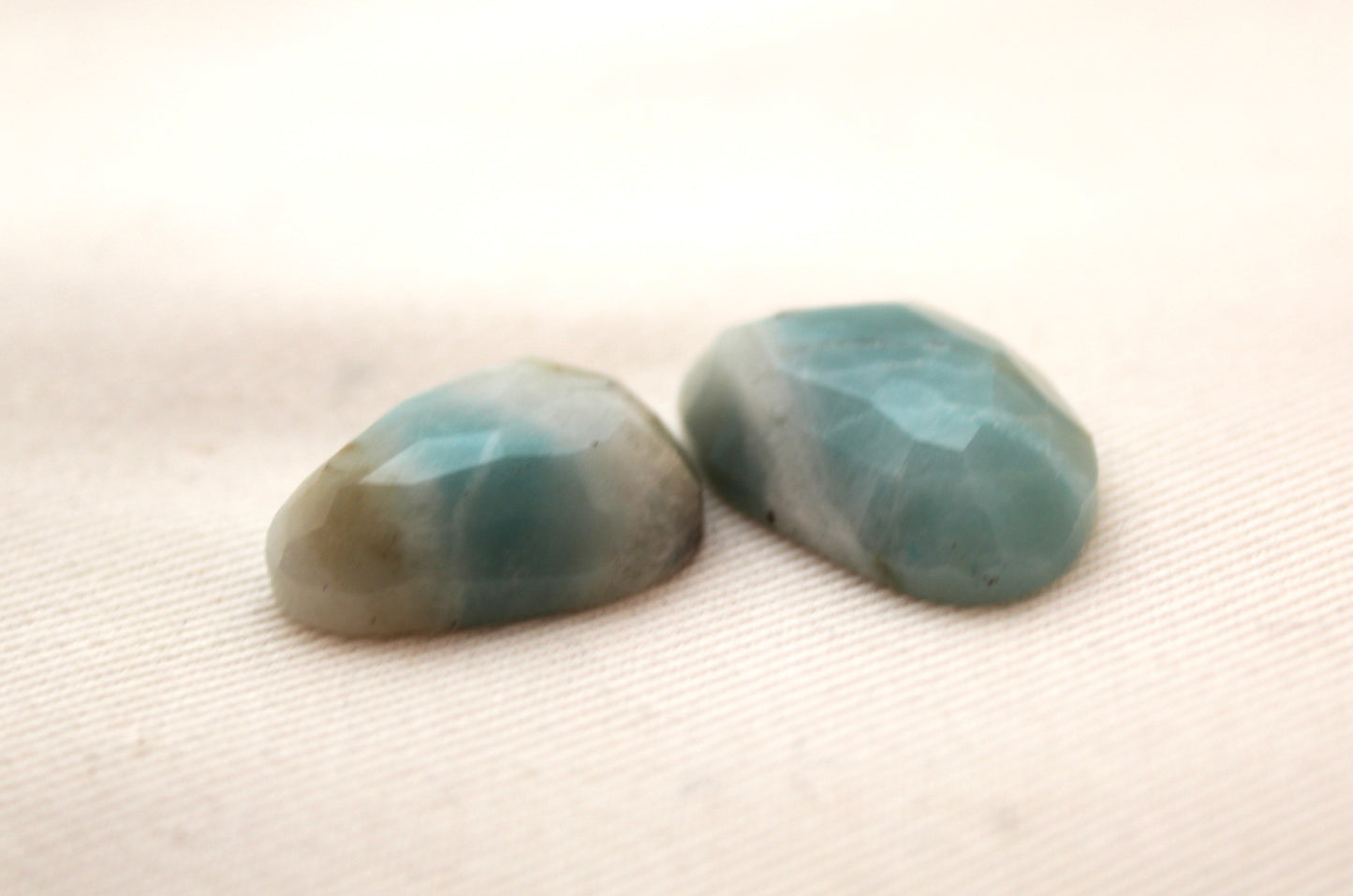 TWO Chinese Amazonite cabochon Freeform rose cut Gemstone