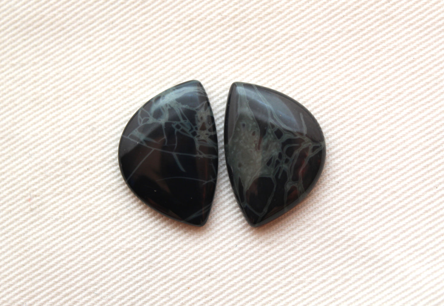 TWO SpiderWeb Obsidian Cabochon Gemstone 15X22MM