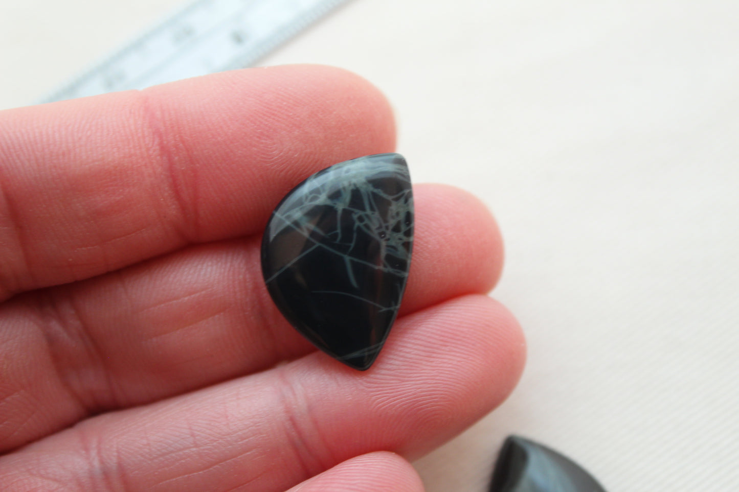 TWO SpiderWeb Obsidian Cabochon Gemstone 15X22MM