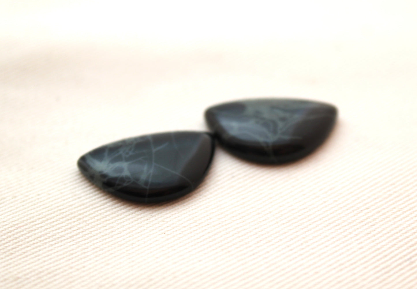 TWO SpiderWeb Obsidian Cabochon Gemstone 15X22MM