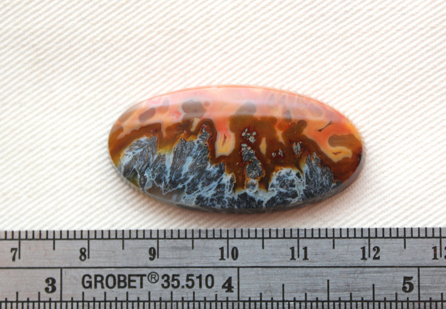 NICE Marcasite in Agate Cabochon Gemstone orange Oval