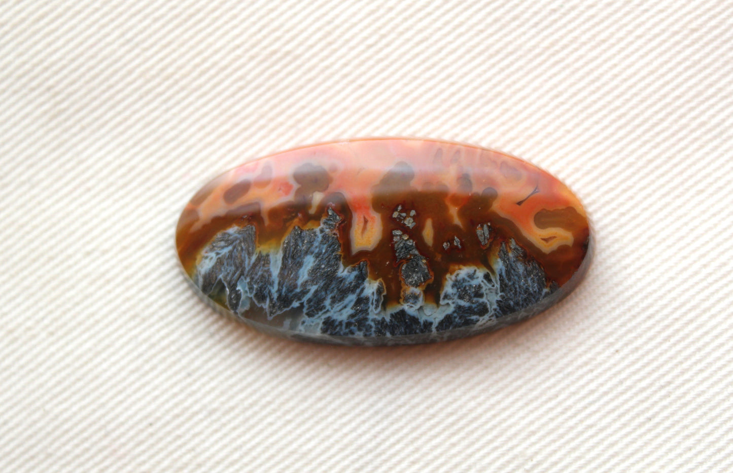 NICE Marcasite in Agate Cabochon Gemstone orange Oval