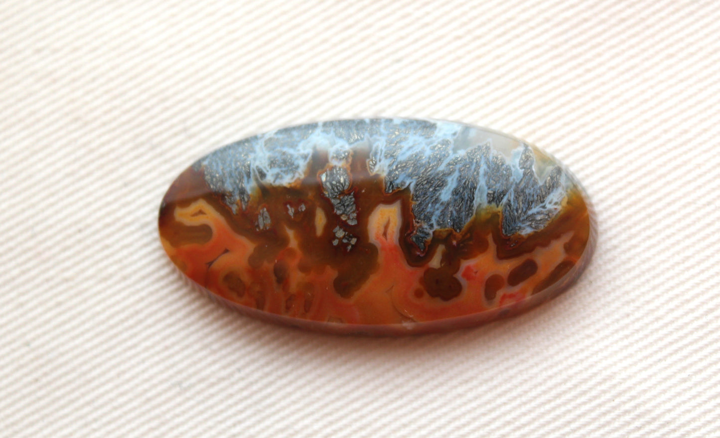 NICE Marcasite in Agate Cabochon Gemstone orange Oval