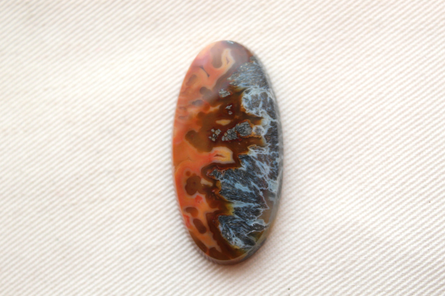 NICE Marcasite in Agate Cabochon Gemstone orange Oval