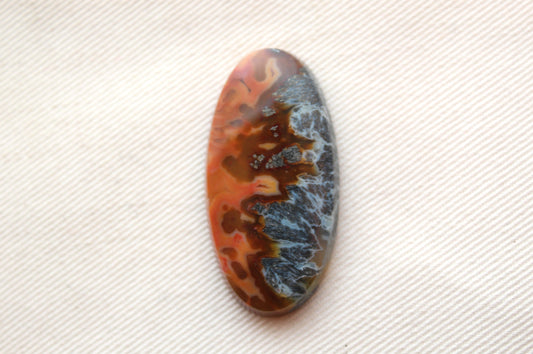 NICE Marcasite in Agate Cabochon Gemstone orange Oval