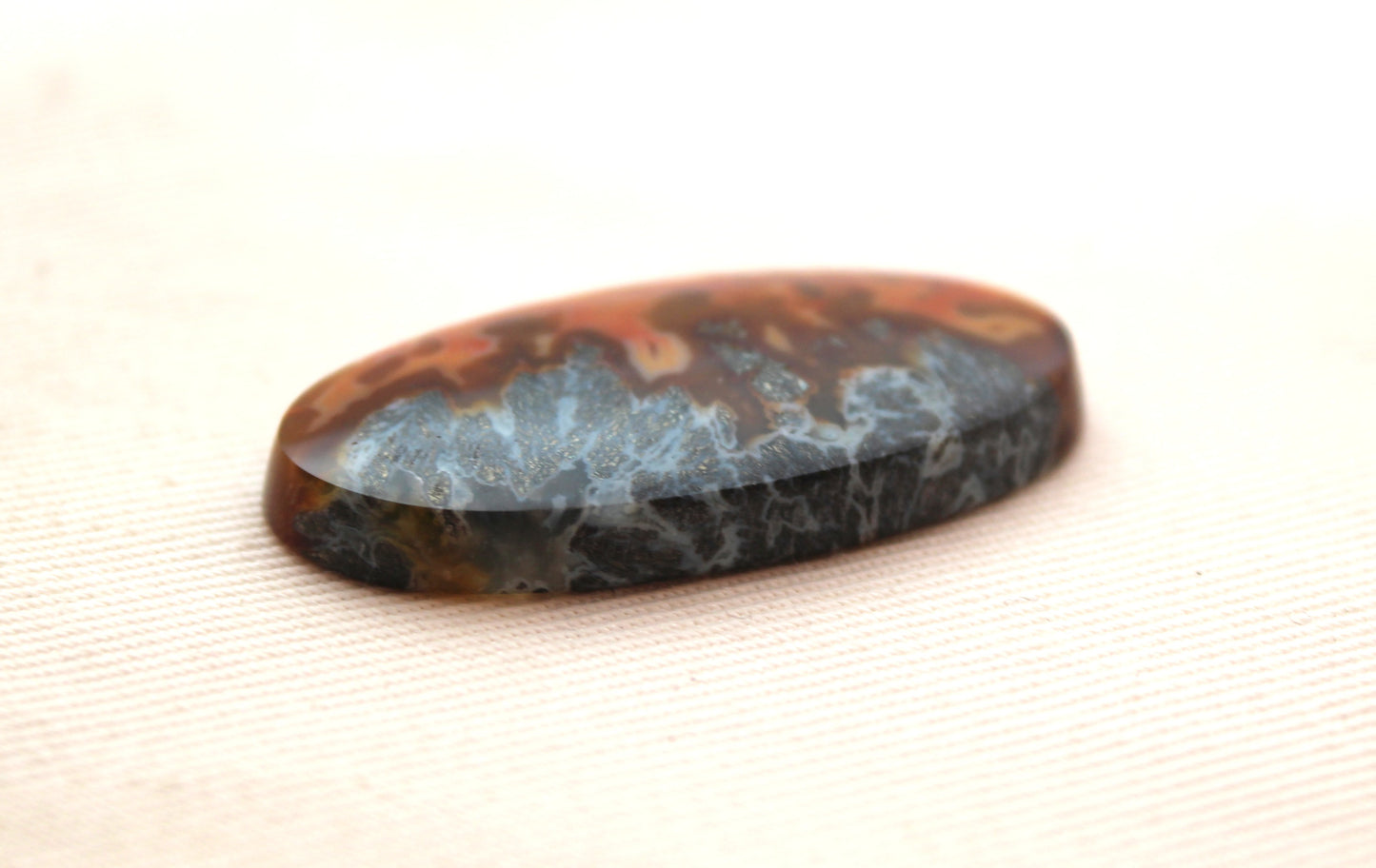 NICE Marcasite in Agate Cabochon Gemstone orange Oval