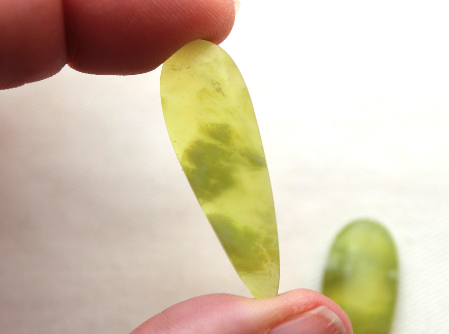 Vesuvianite Cabochon Pair Gemstone light green teardrop