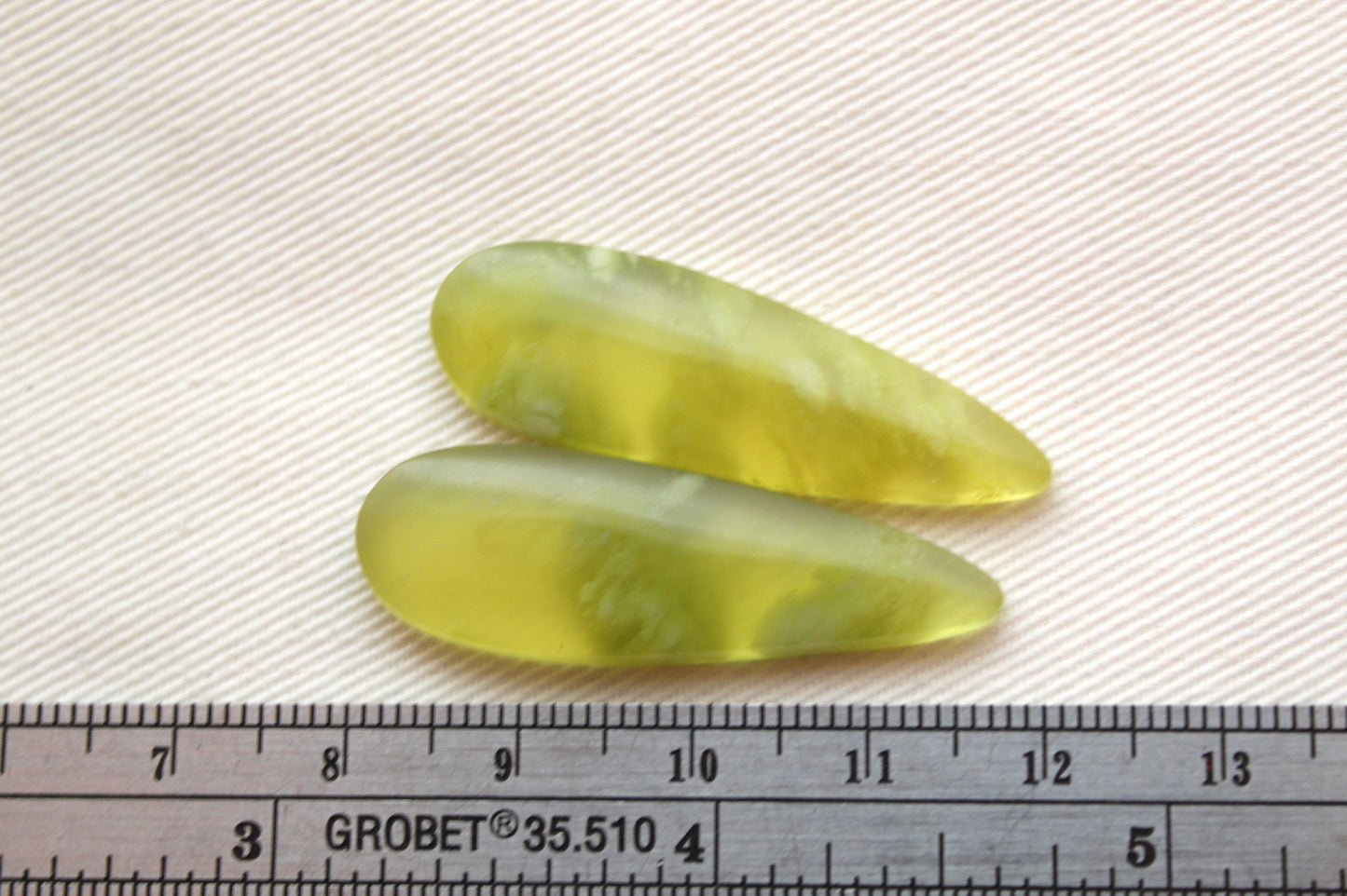 Vesuvianite Cabochon Pair Gemstone light green teardrop