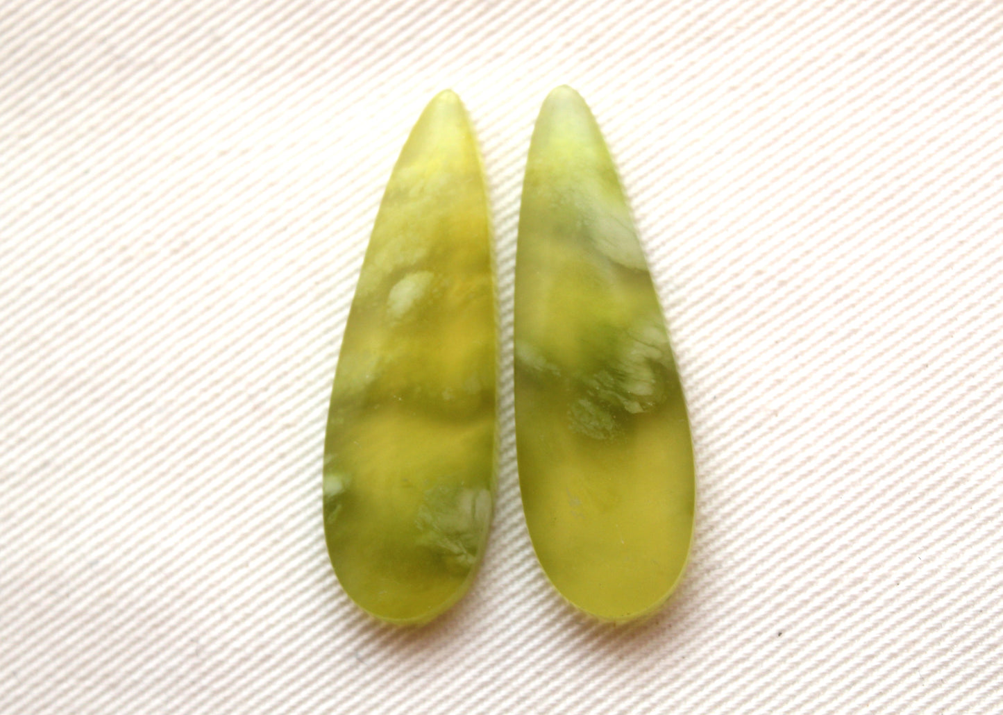 Vesuvianite Cabochon Pair Gemstone light green teardrop