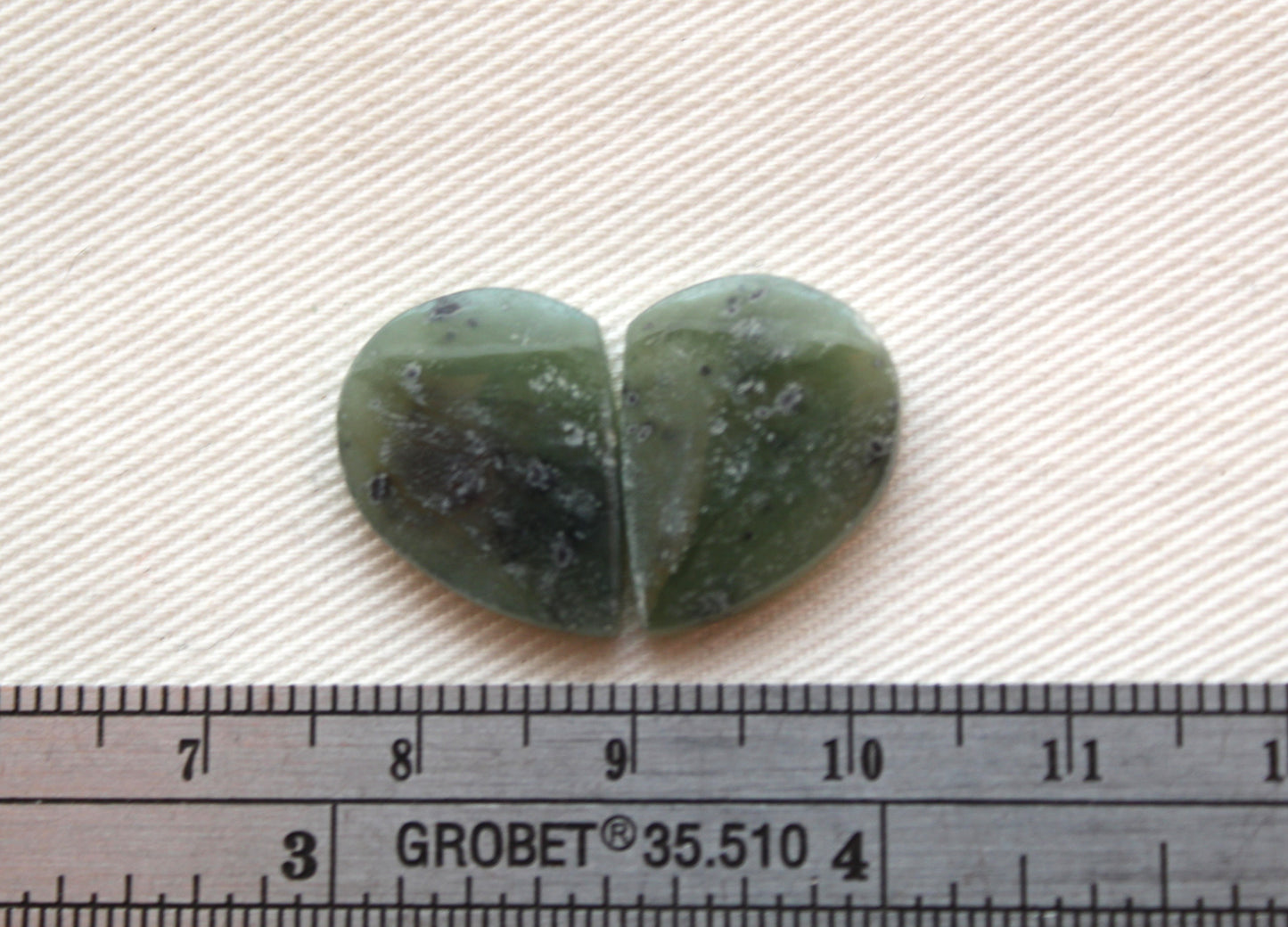 Small Nephrite Jade Cabochons Pair Gemstone moss green Oval