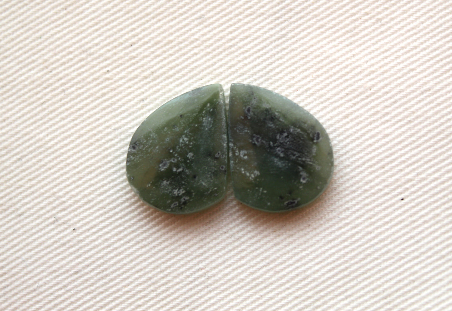 Small Nephrite Jade Cabochons Pair Gemstone moss green Oval