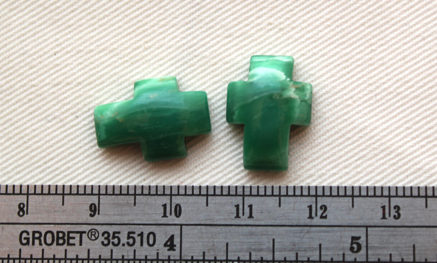 TWO Variscite cabochons Gemstones Cross 12X16MM