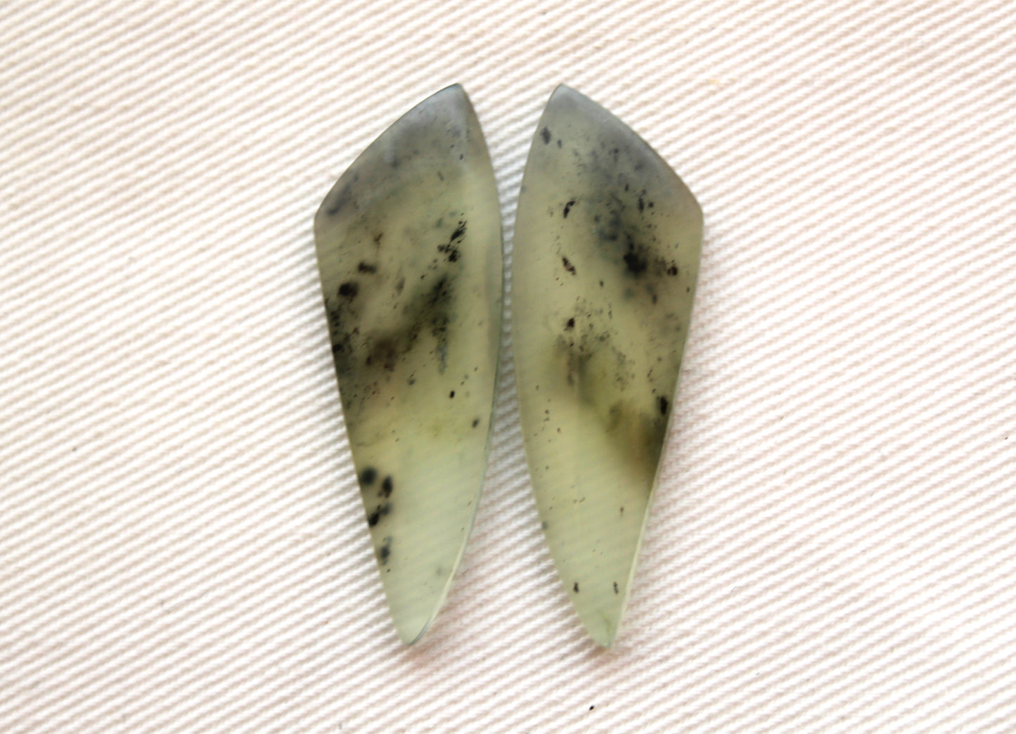 Vesuvianite Cabochon Pair Gemstone light green freeform