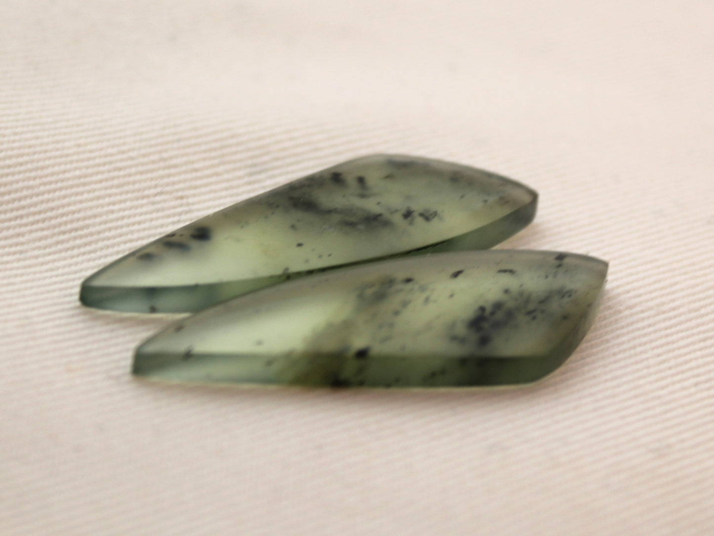 Vesuvianite Cabochon Pair Gemstone light green freeform