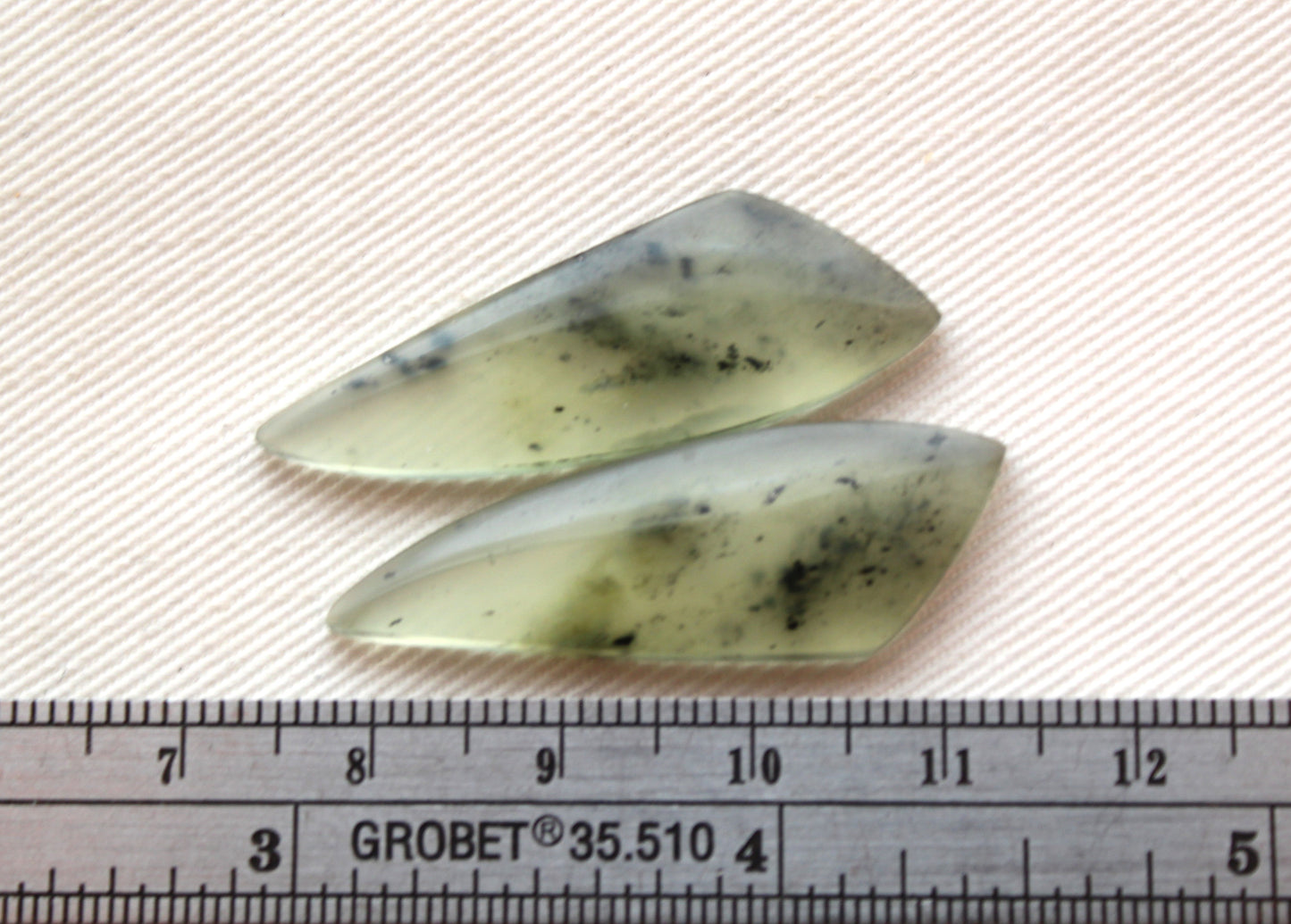 Vesuvianite Cabochon Pair Gemstone light green freeform