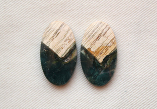 Unique Indonesian Green Jasper Pair Oval