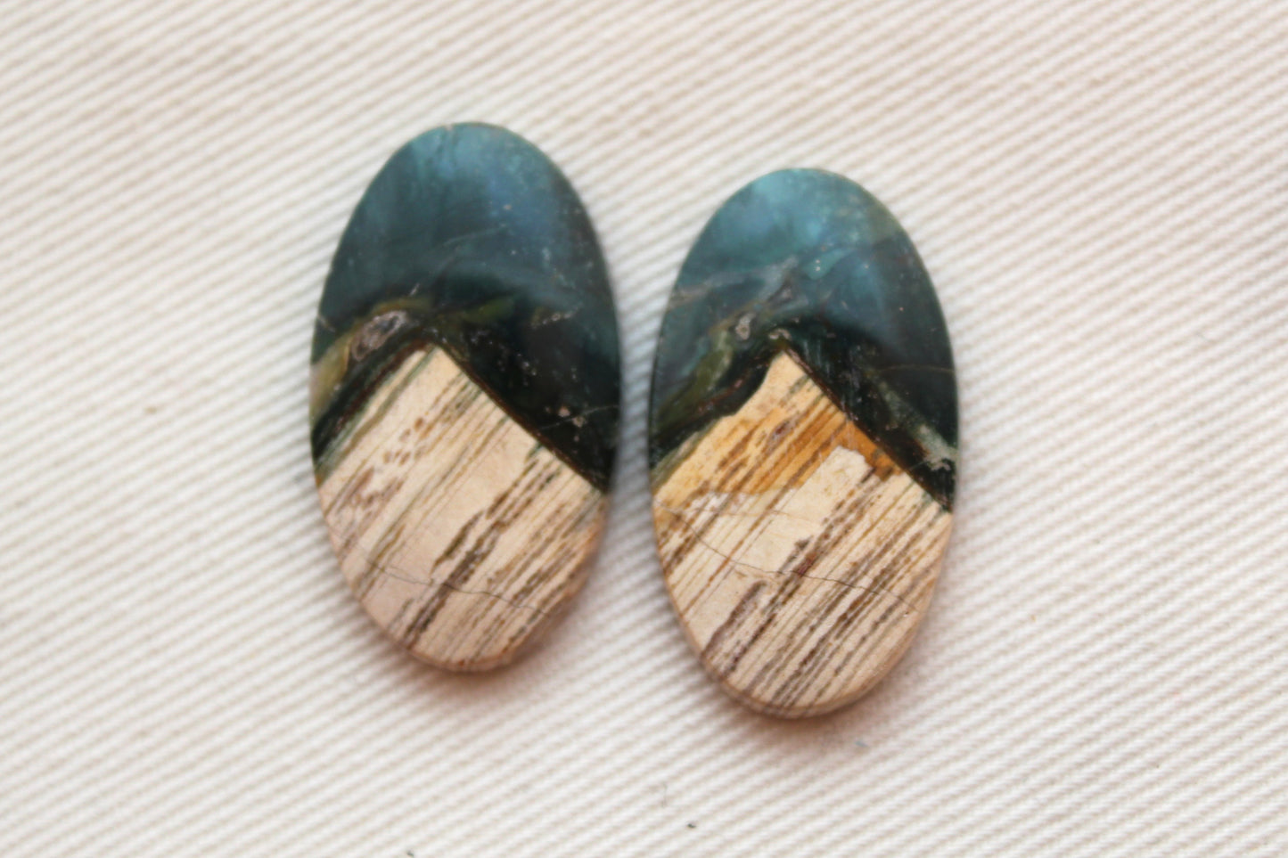 Unique Indonesian Green Jasper Pair Oval