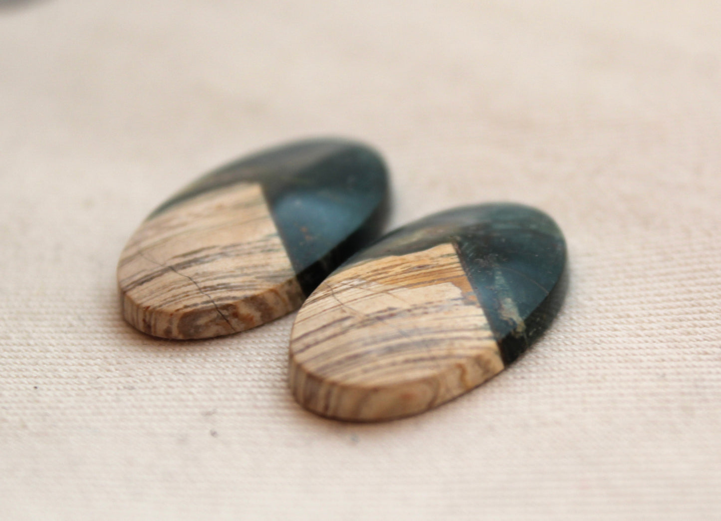 Unique Indonesian Green Jasper Pair Oval