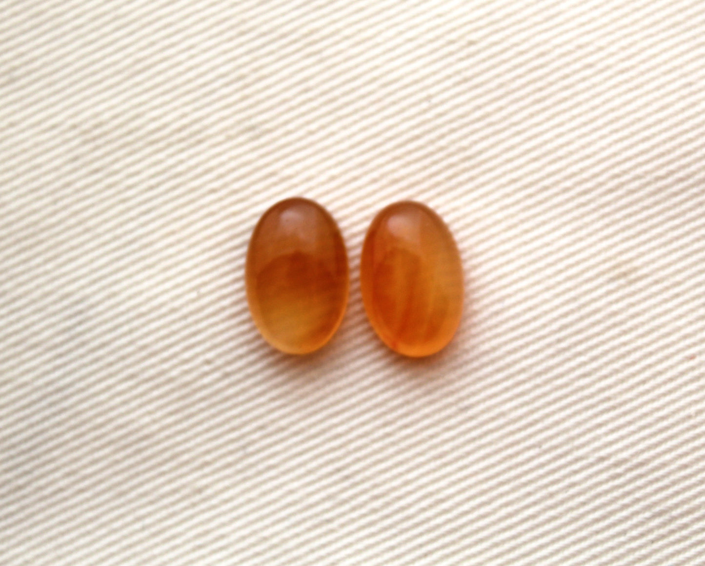 TWO Oval Carnelian Cabochons 8X12MM