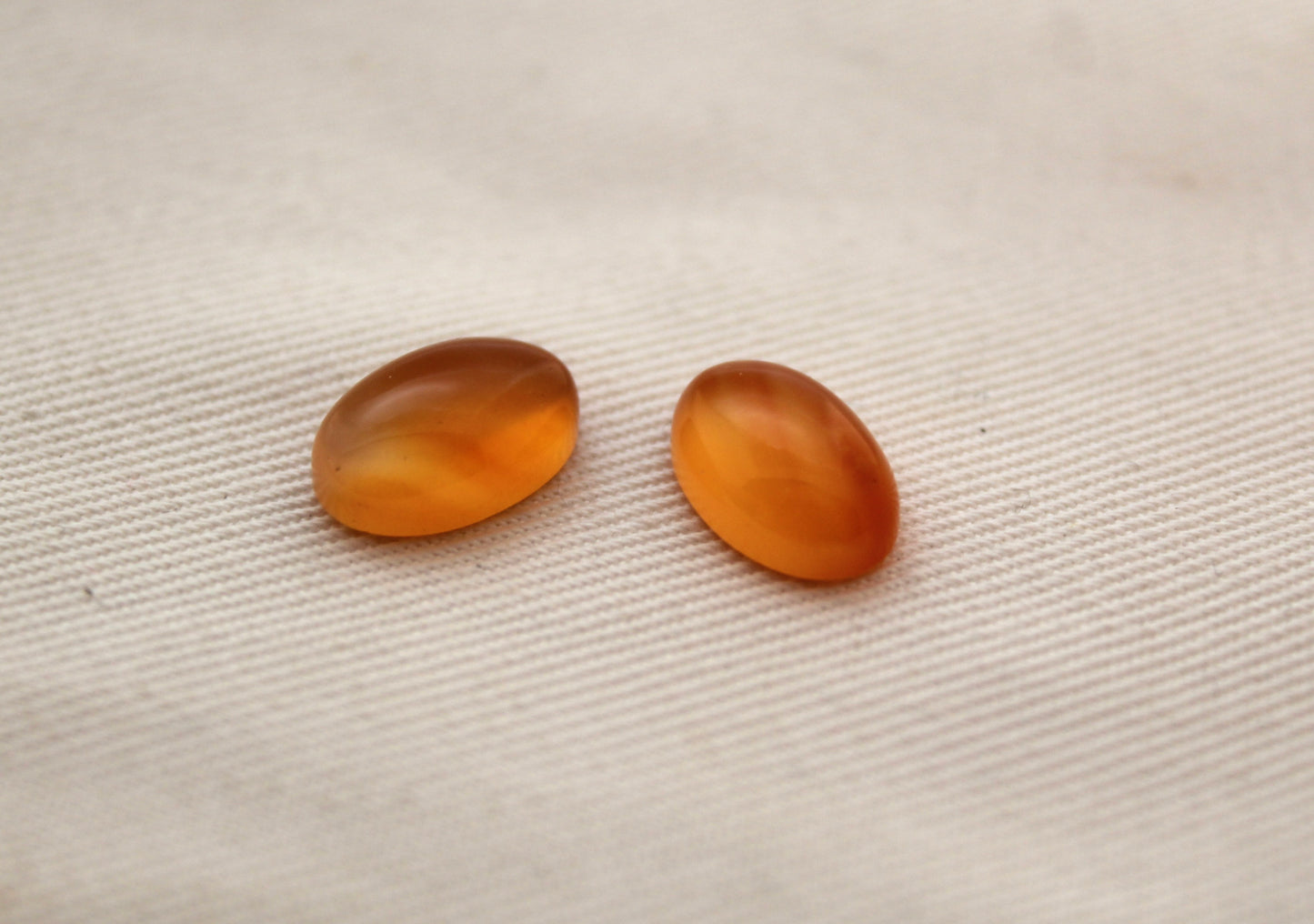 TWO Oval Carnelian Cabochons 8X12MM