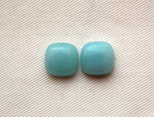 Pair of Amazonite cabochons 12 MM Gemstones cushion square