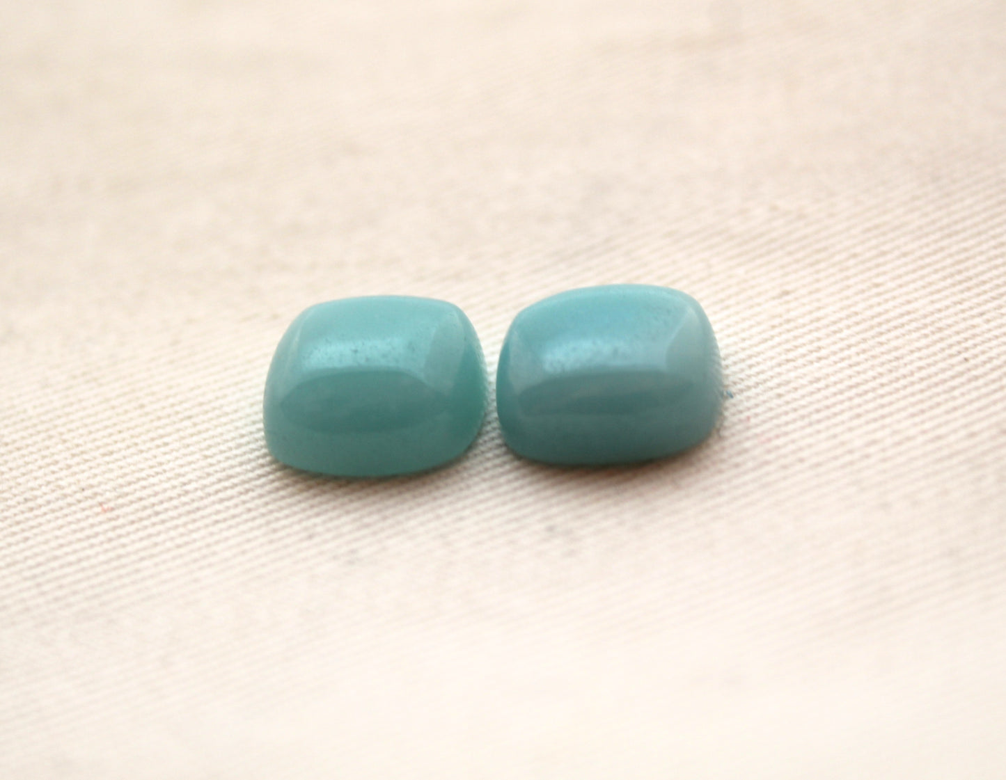 Pair of Amazonite cabochons 12 MM Gemstones cushion square