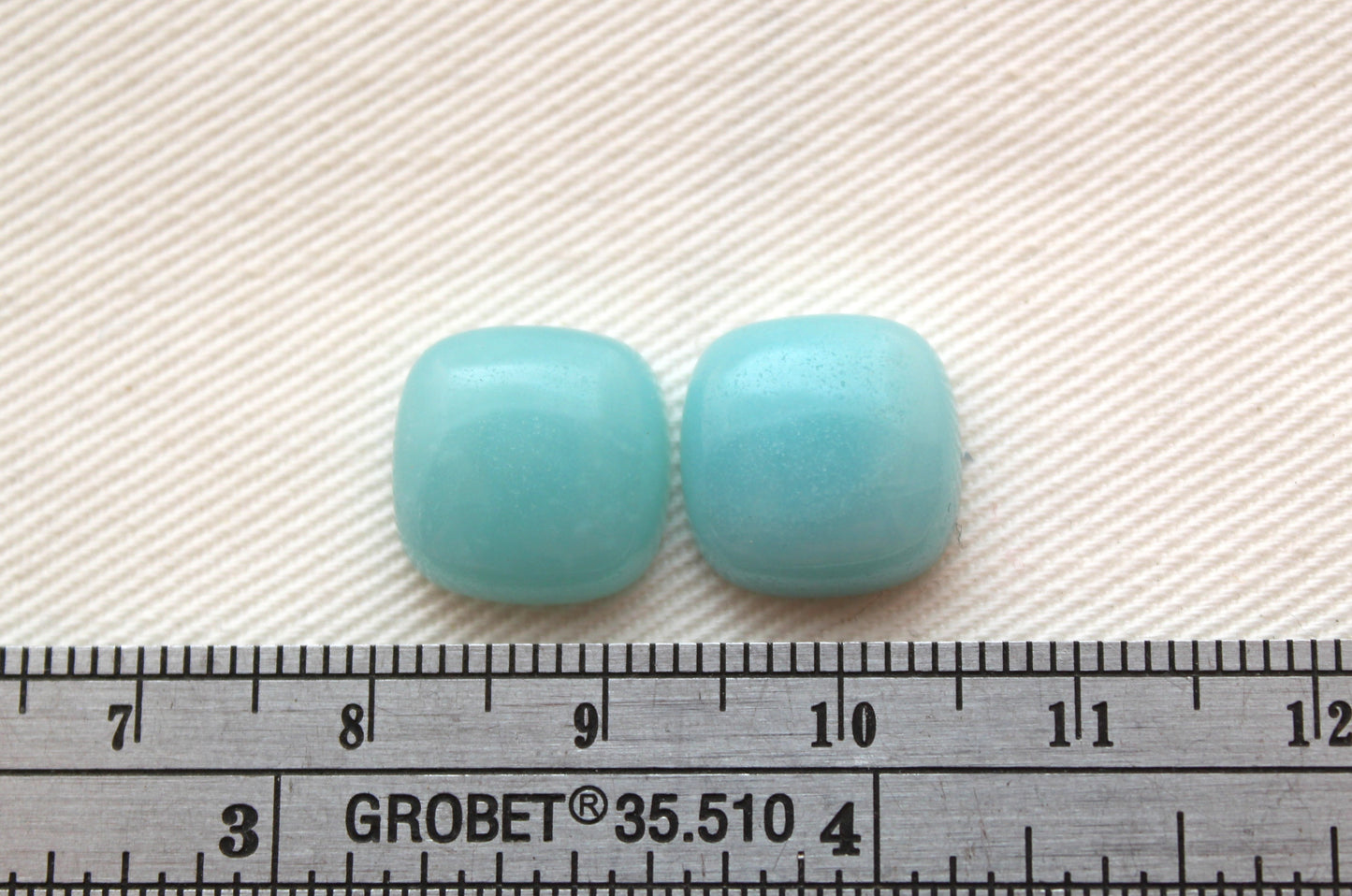 Pair of Amazonite cabochons 12 MM Gemstones cushion square