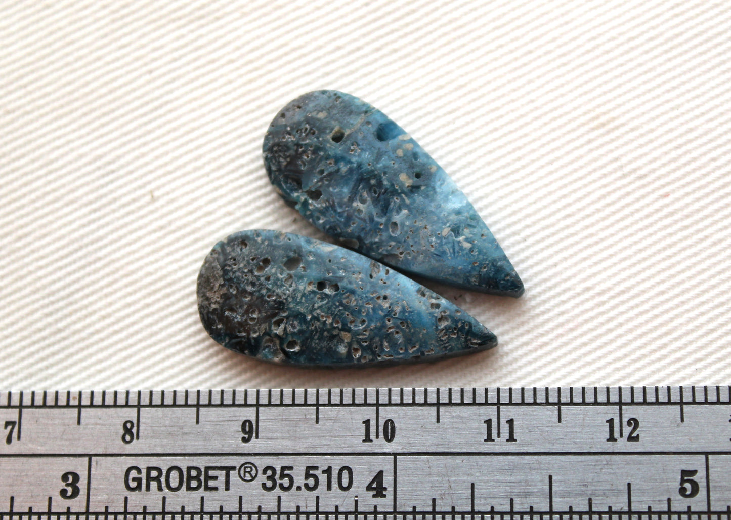 Blue Ice Agate teardrop pair Cabochons