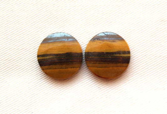 Iron Tiger Eye Pair Cabochon Gemstone round 19MM