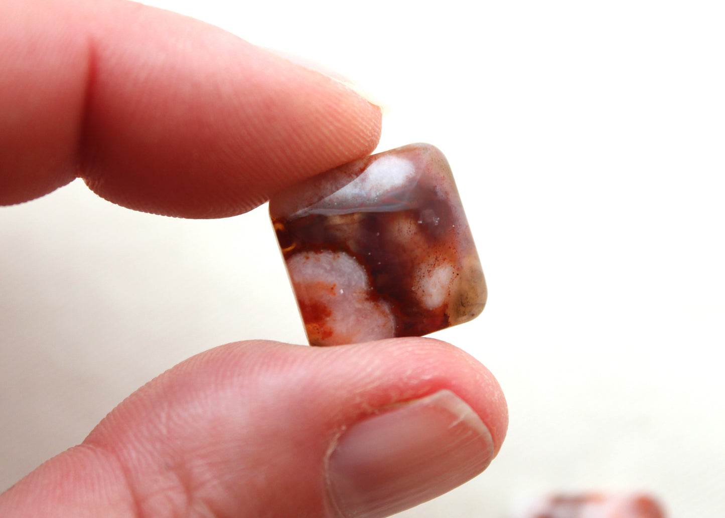 Pair of square Lace Agate Cabochons Gemstones 15MM