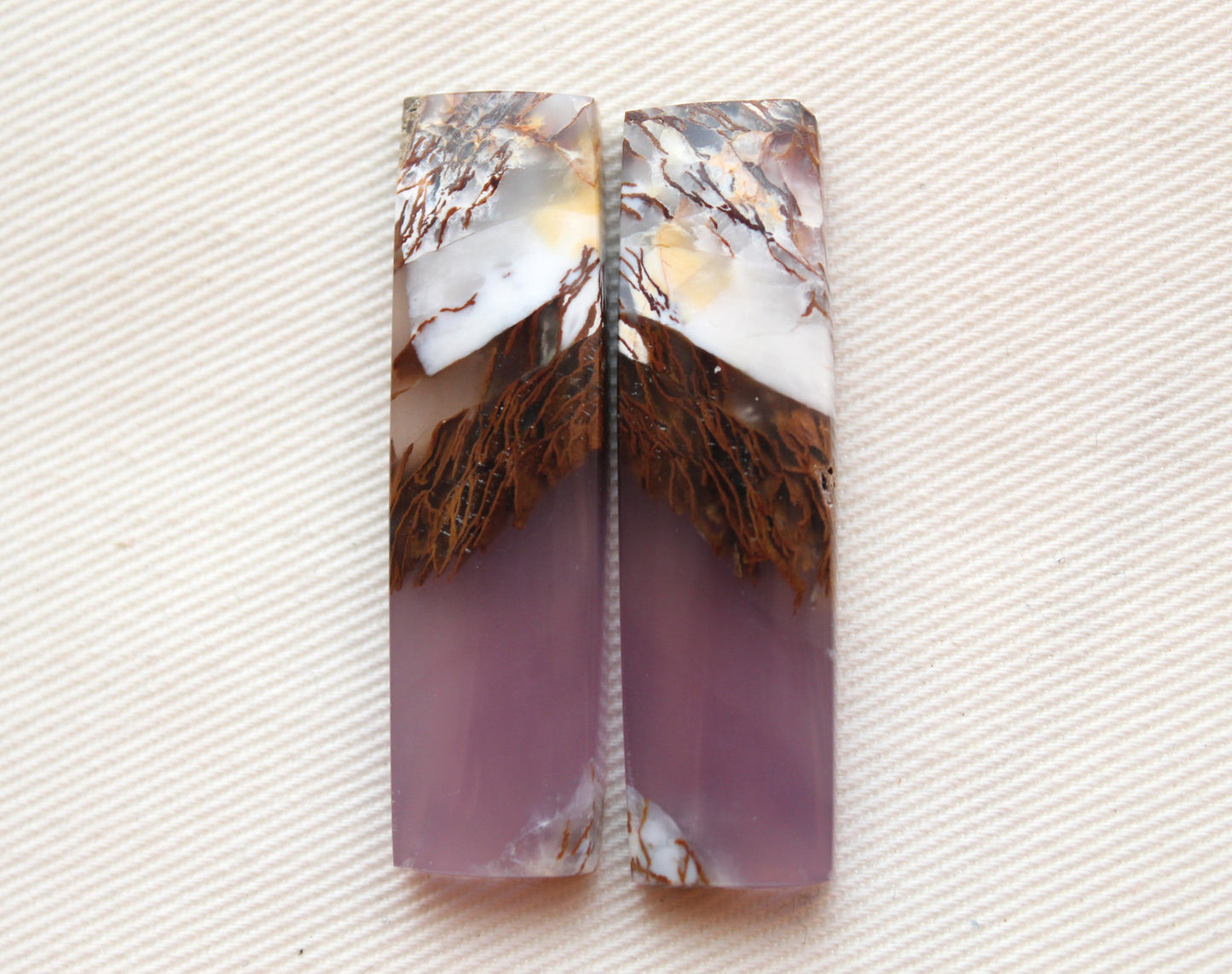 SUPERB Chalcedony cabochons Pair purple