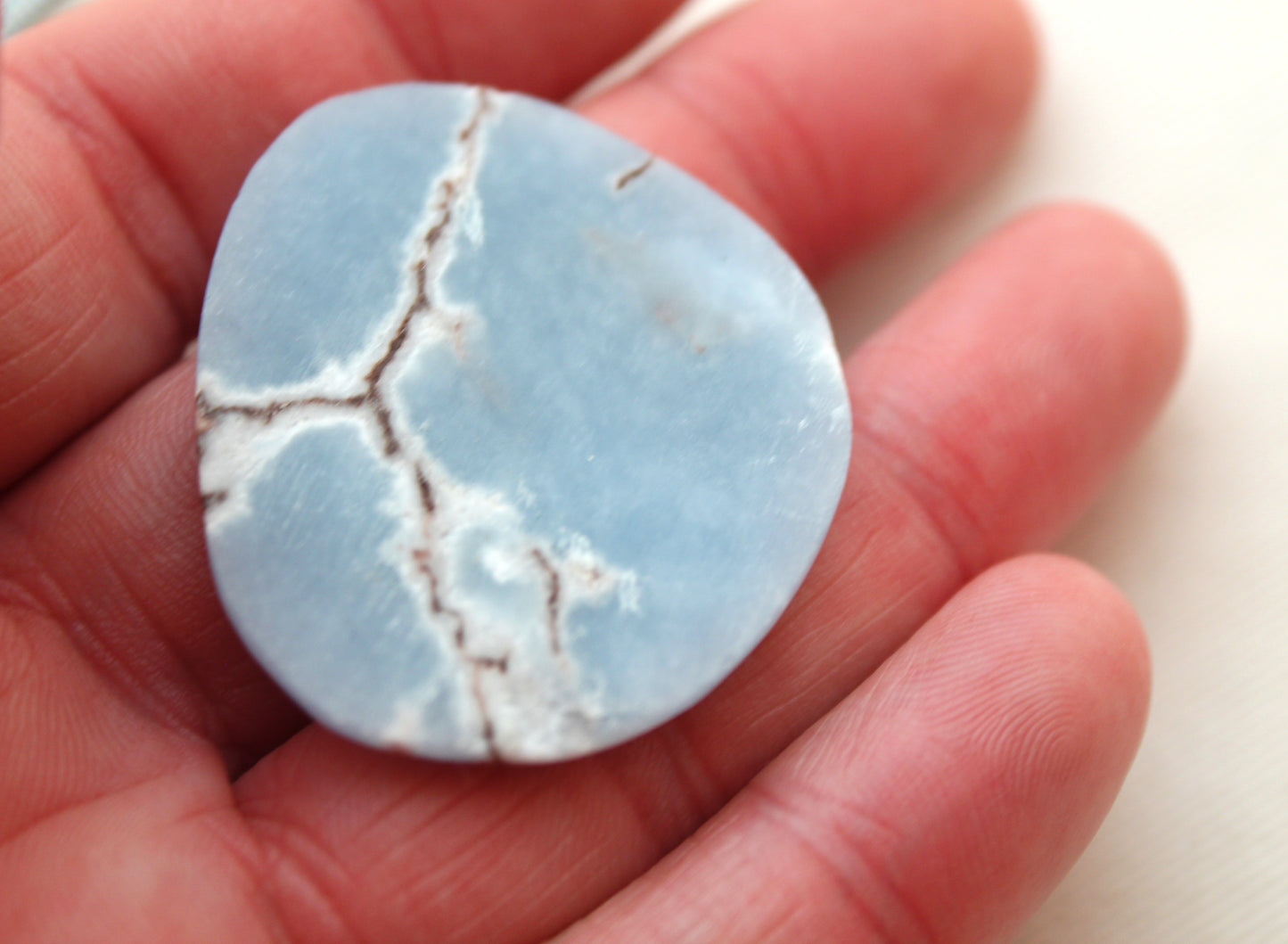 Large Angelite in Matrix freeform Cabochon Blue Gemstone