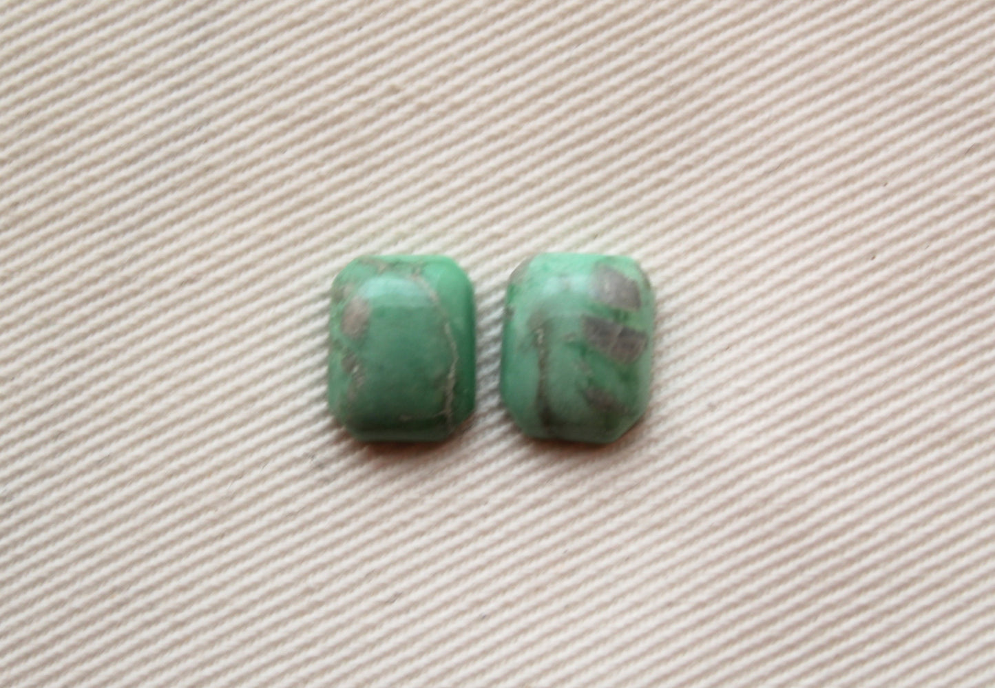 TWO Variscite Emerald cut cabochons 8X10MM green Gemstones