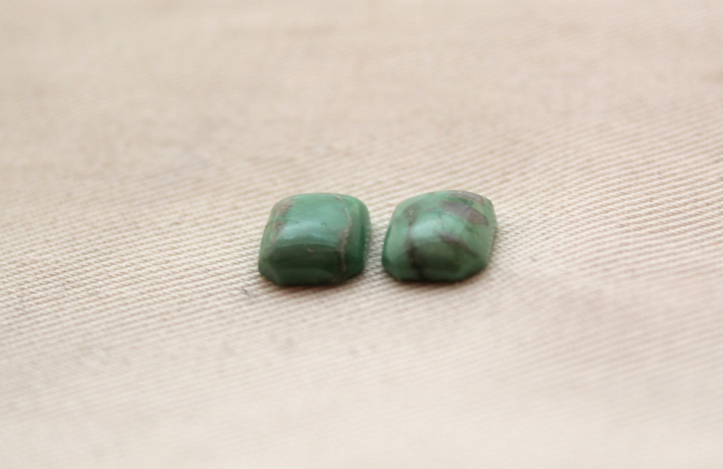 TWO Variscite Emerald cut cabochons 8X10MM green Gemstones