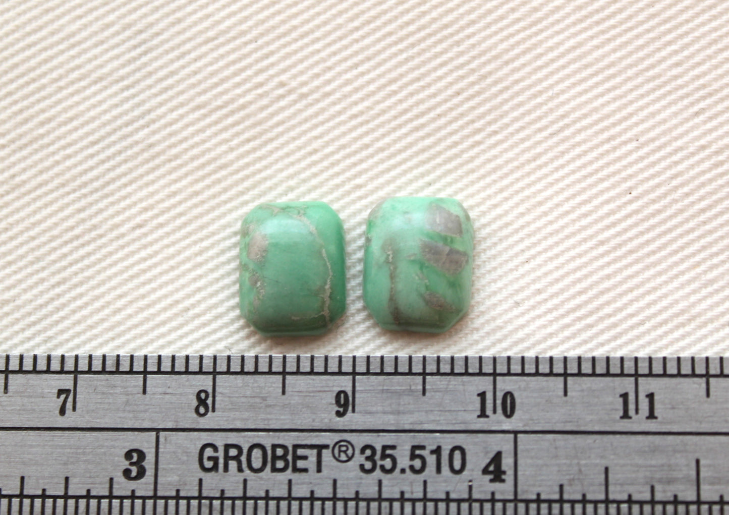 TWO Variscite Emerald cut cabochons 8X10MM green Gemstones