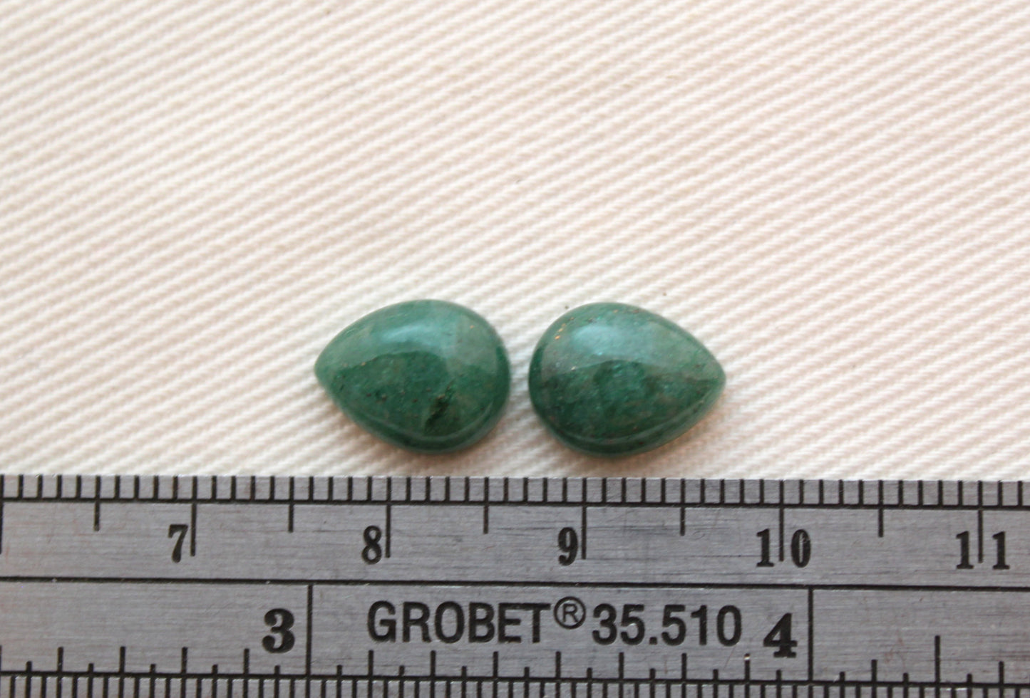 TWO pear green aventurine cabochons Gemstone 8X10MM