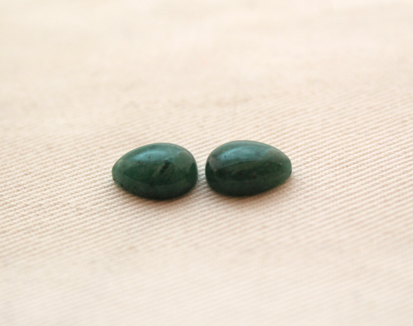 TWO pear green aventurine cabochons Gemstone 8X10MM