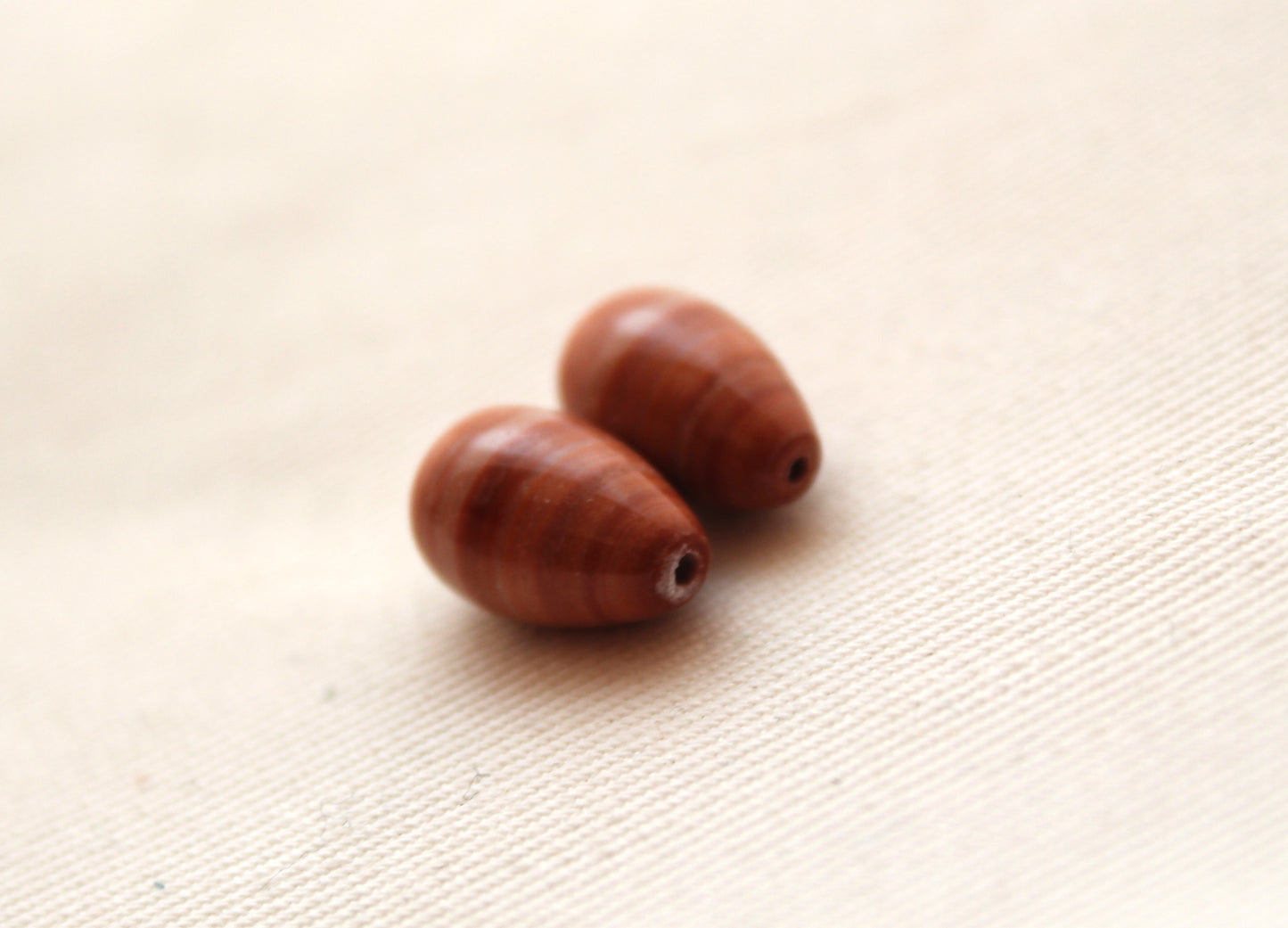 TWO Red Malachite Gemstones half drilled 8X13MM