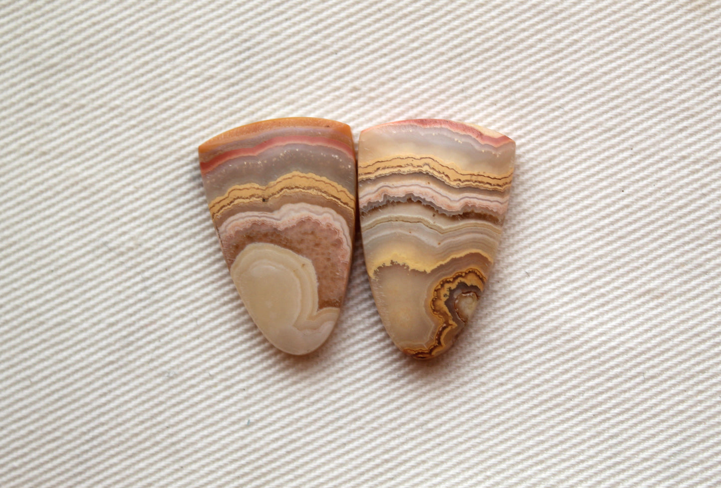 Lace Agates Cabochons Gemstone Pair freeform multicolors