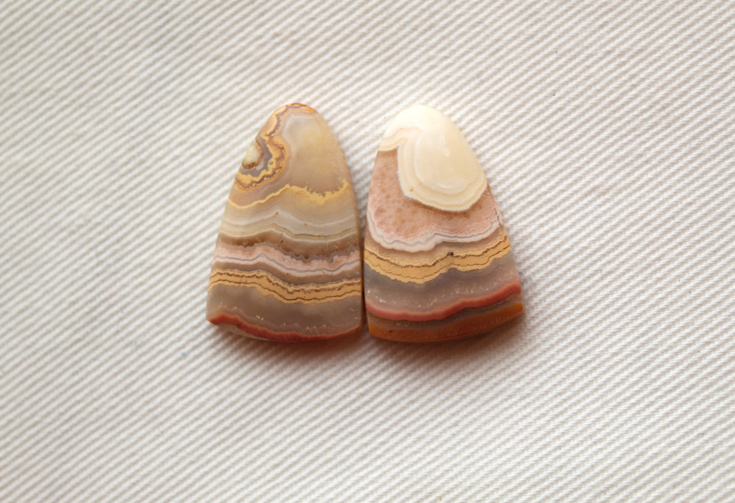 Lace Agates Cabochons Gemstone Pair freeform multicolors