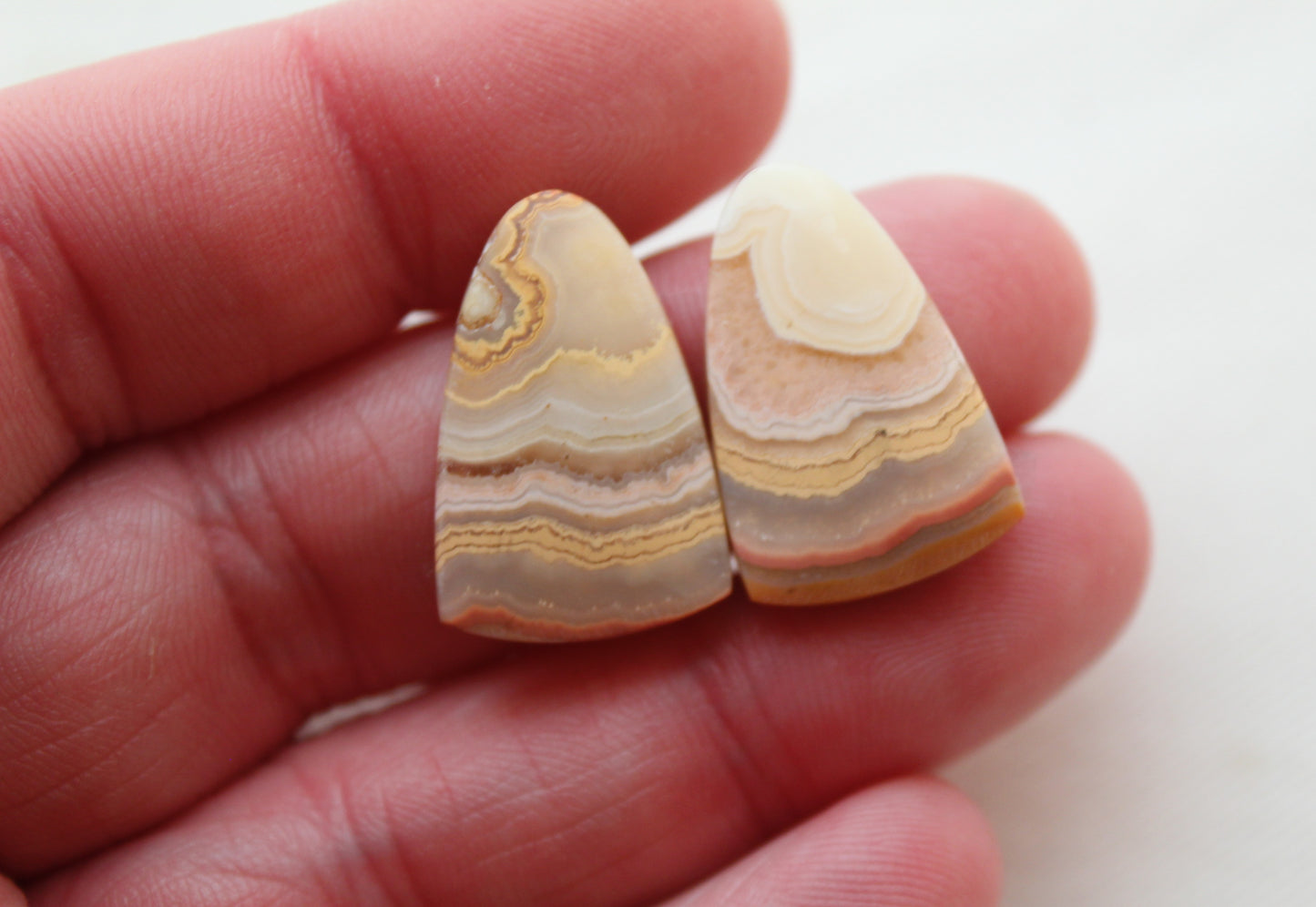 Lace Agates Cabochons Gemstone Pair freeform multicolors