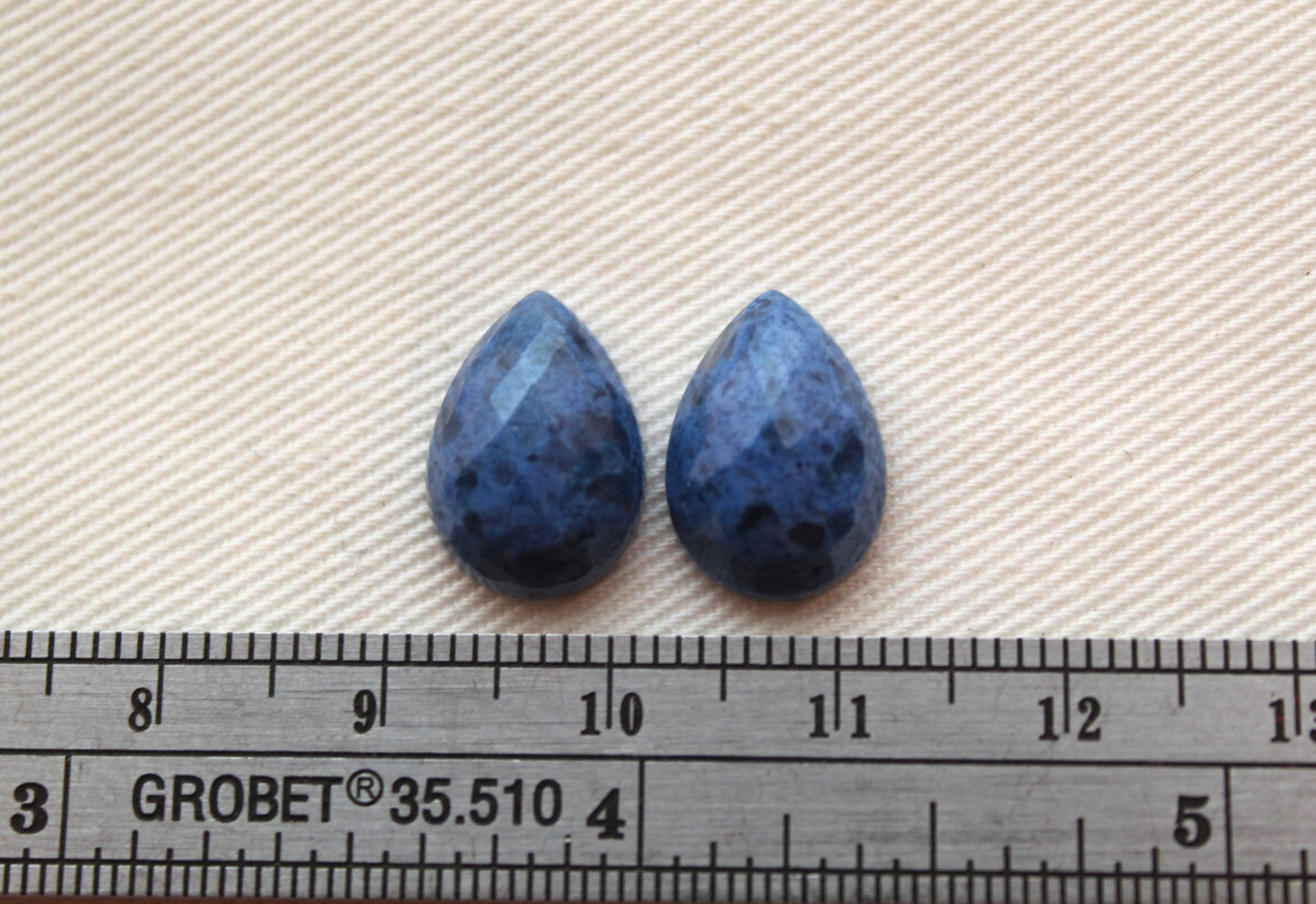 TWO pear Durmortierite Cabochons Blue Gemstone 10X14MM