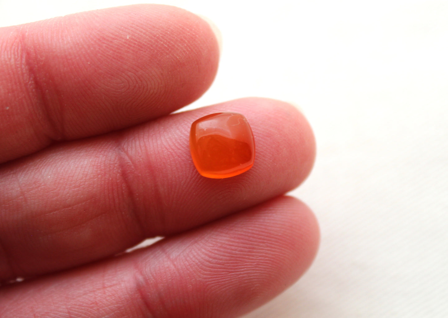 TWO Carnelian cabochons Orange square cushion gemstones 8 mm